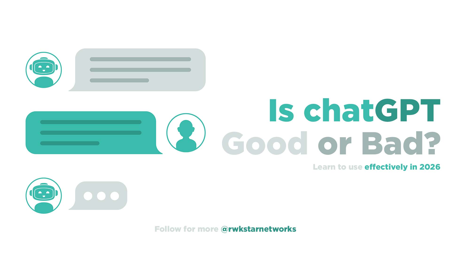 Illustration representing the question Is ChatGPT good or bad? with AI chatbot and human interaction visuals